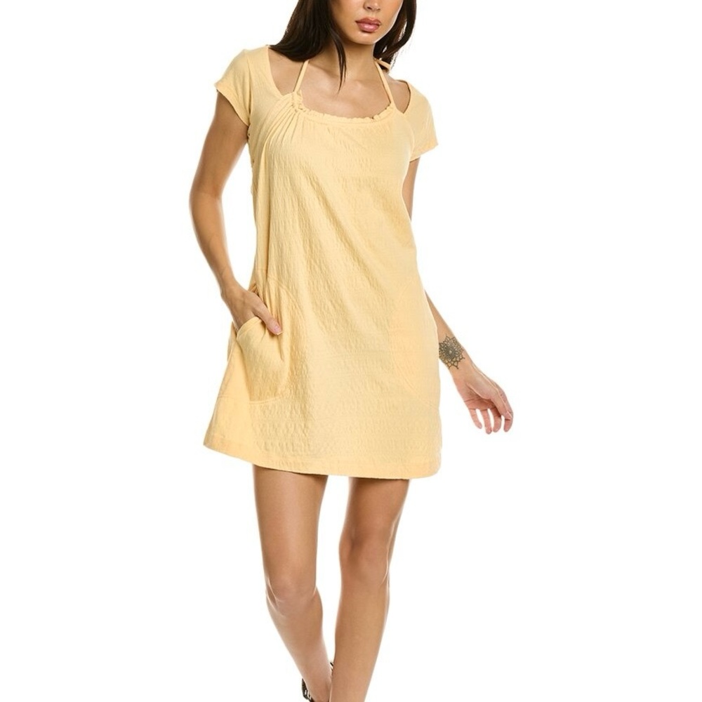 FREE PEOPLE Vivi Mini Dress Tie Halter Straps Two Side Pockets Short Sleeve